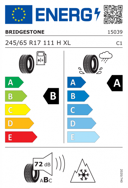 Bridgestone Blizzak LM005 245/65 R17 111H XL Eurolabel