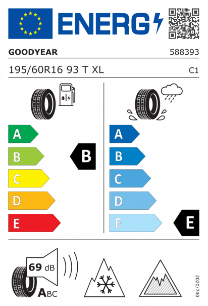 Goodyear UltraGrip Ice 3 195/60 R16 93T XL Eurolabel