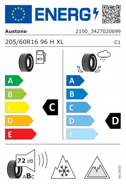 Austone Glacia Snow 205/60 R16 96H XL Eurolabel