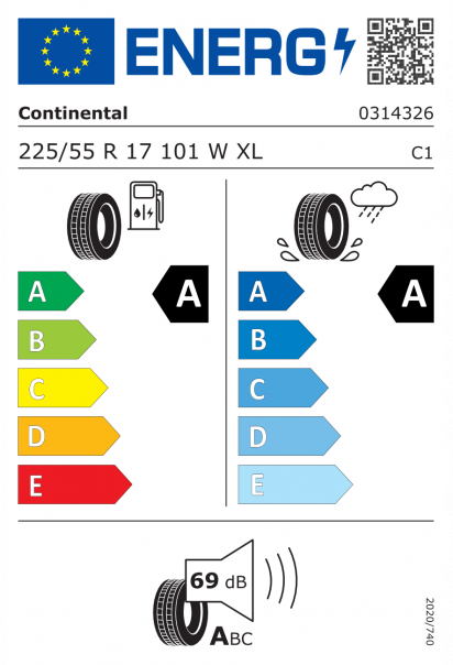 Continental UltraContact NXT 225/55 R17 101W XL Eurolabel
