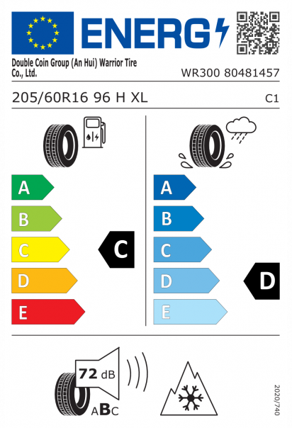 Warrior WR 300 205/60 R16 96H XL Eurolabel