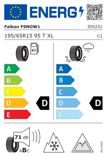 Falken WINTERPEAK F-SNOW 1 195/65 R15 95T XL Eurolabel