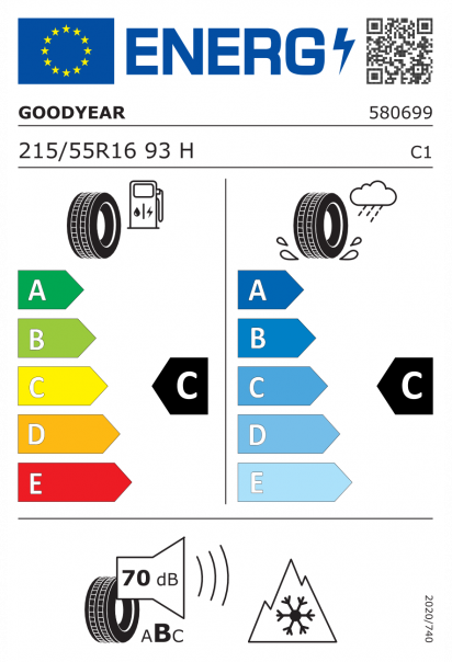 Goodyear UltraGrip Performance 3 215/55 R16 93H Eurolabel