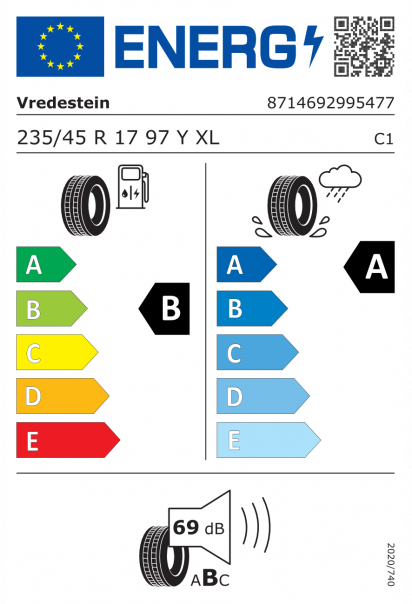 Vredestein Ultrac 235/45 R17 97Y XL Eurolabel