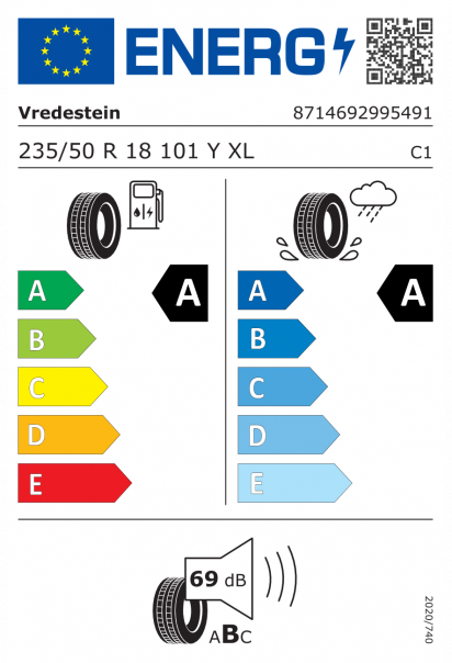 Vredestein Ultrac 235/50 R18 101Y XL Eurolabel